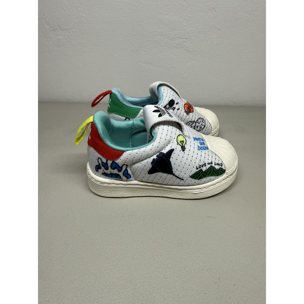 adidas Toddler Kid's Size 5K Aaron Kai Slip On Color Graphics Ocean Love